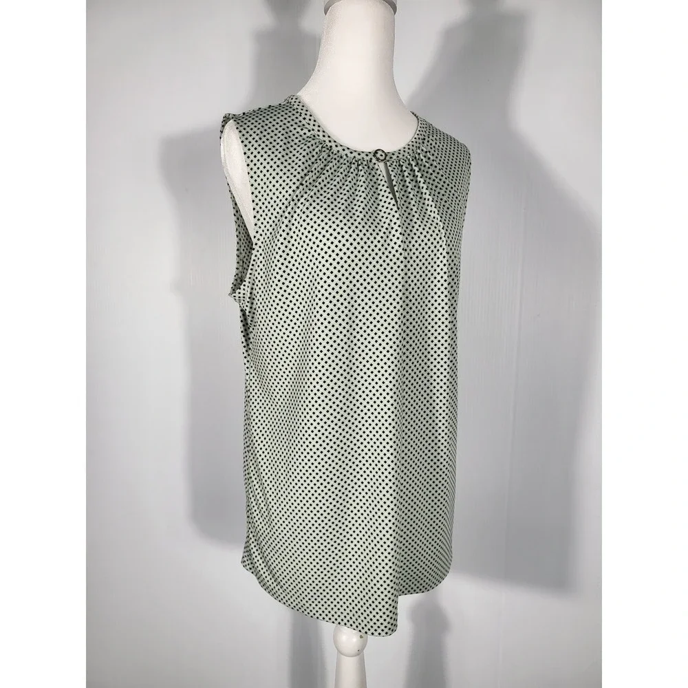 Liz Claiborne‎ Sleeveless Blouse Keyhole Neck Polka Dot Career Casual Top